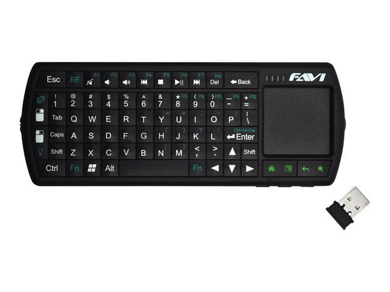 FAVI FE02RF-BL FAVI SmartStick Mini Wireless Keyboard with Mouse Touchpad - Wireless Connectivity - RF - USB InterfaceTouchPad - Home, Search, Back, Music, Menu Hot Key(s) - Black - image 5 of 6