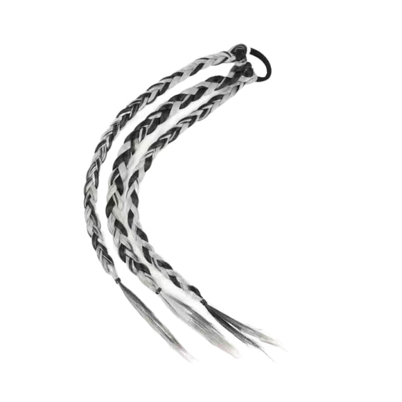 Seitruly Trenza inconsútil del lazo del pelo de Hiar de la cola de caballo alta para la cola de caballo alta de la muchacha caliente de tres Cuidado del cabello Blanco Té Gris