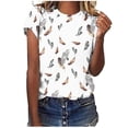 thumbnail image 5 of Fiudx Ofertas y Liquidaciones Blusa Holgada Estampada con Cuello Redondo Retro de Manga Corta a La Moda para Mujer, Manga Tres Cuartos, 5 of 5