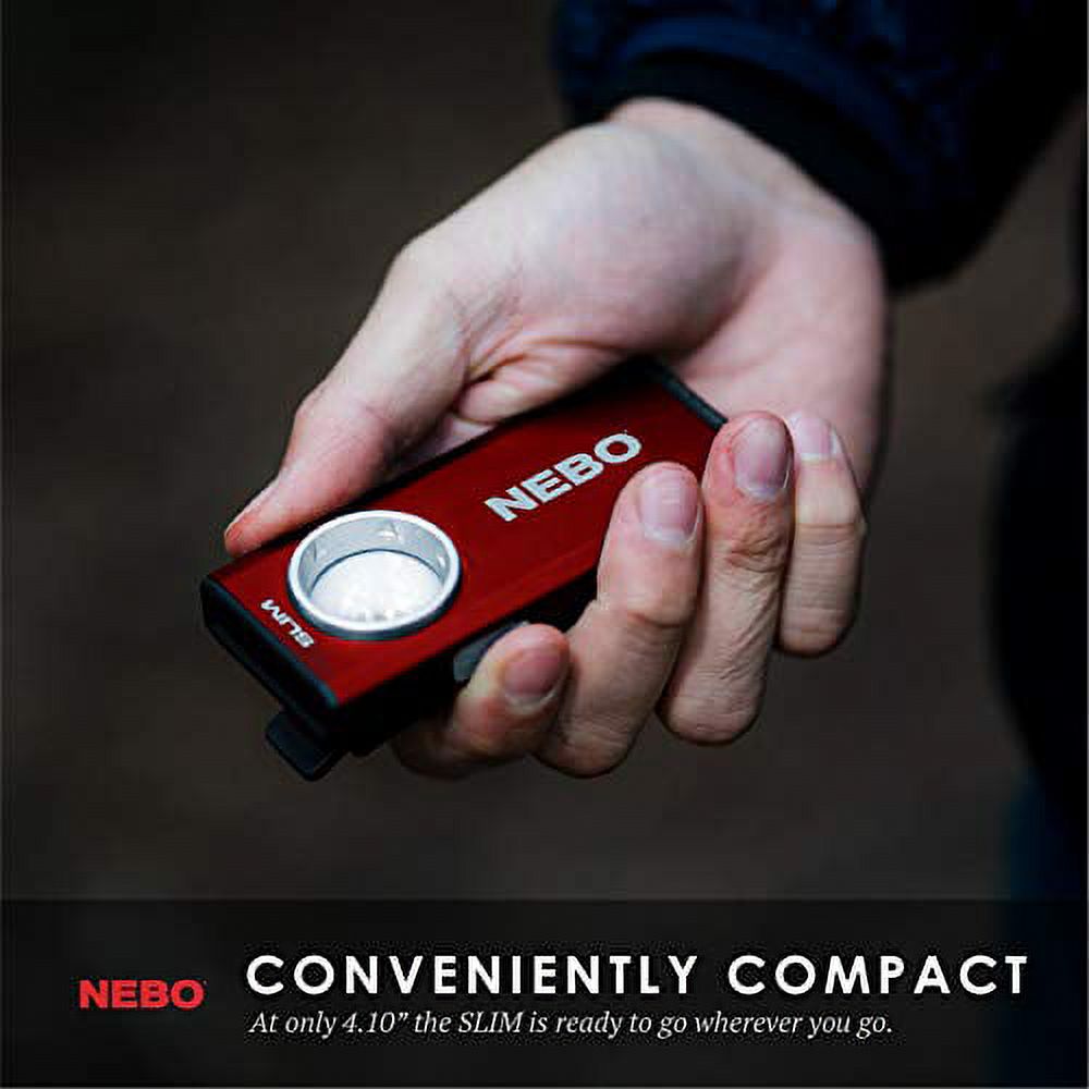 NEBO Rechargeable Flashlights High Lumens: 500-Lumen LED Flash Light Equipped With Dimming and Power Memory Recall; Featuring A Pocket Clip, Hanging Hook and Magnetic Base - NEBO SLIM 6694 Red - image 5 of 5