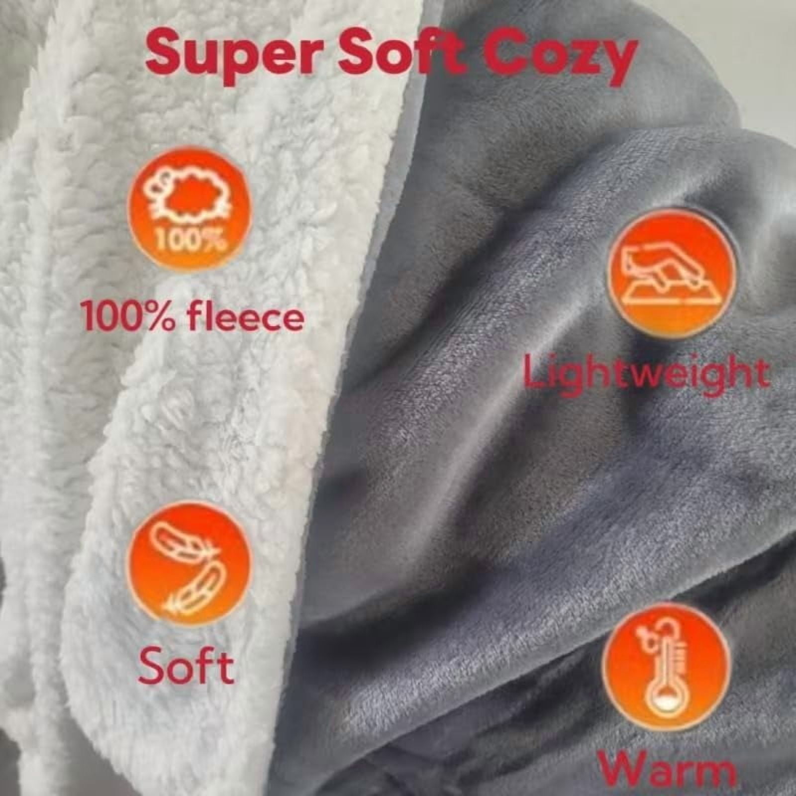 CozyTouch Heated Blanket Electric - 50''x60'' Heating Blanket Throw 4 Hours Auto-Off & 4 Heating Levels Over-Heat Protection, Machine Washable Flannel Sherpa