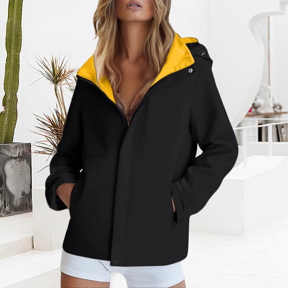Women's Waterproof Softshell Jacket, Windproof Raincoat with Removable Hood, Fleece Lined Outdoor Jacket, Breathable Hiking Coat, Functional Rain Jacket, Multi-Pocket Anorak Black L