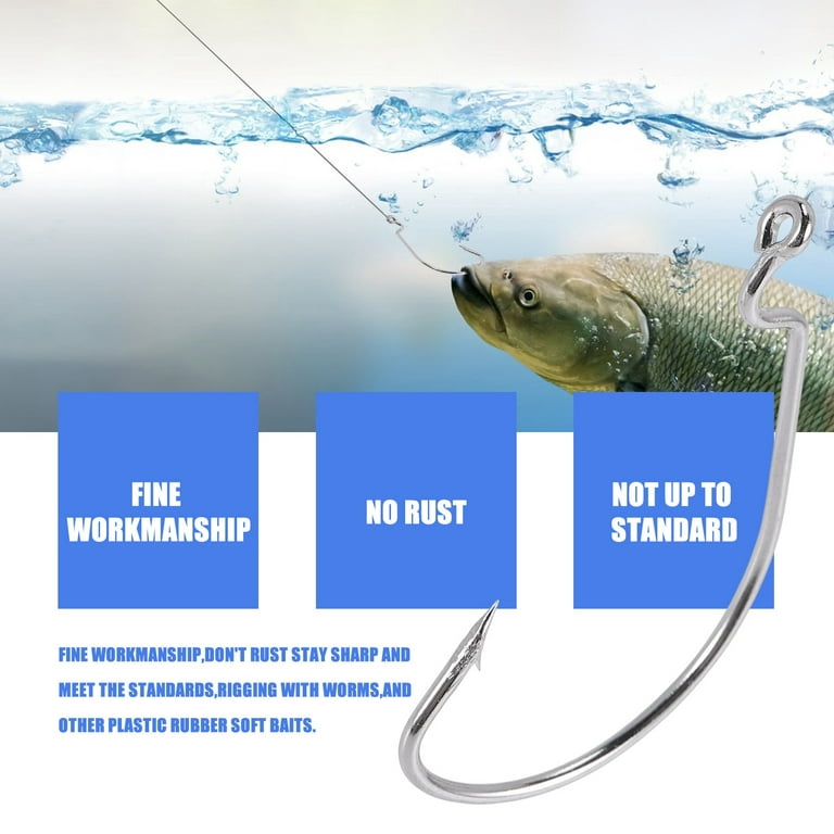 51Pcs Fishing Hooks High Carbon Steel Worm Senko Bait Jig Fish Hooks with  Plastic Box 