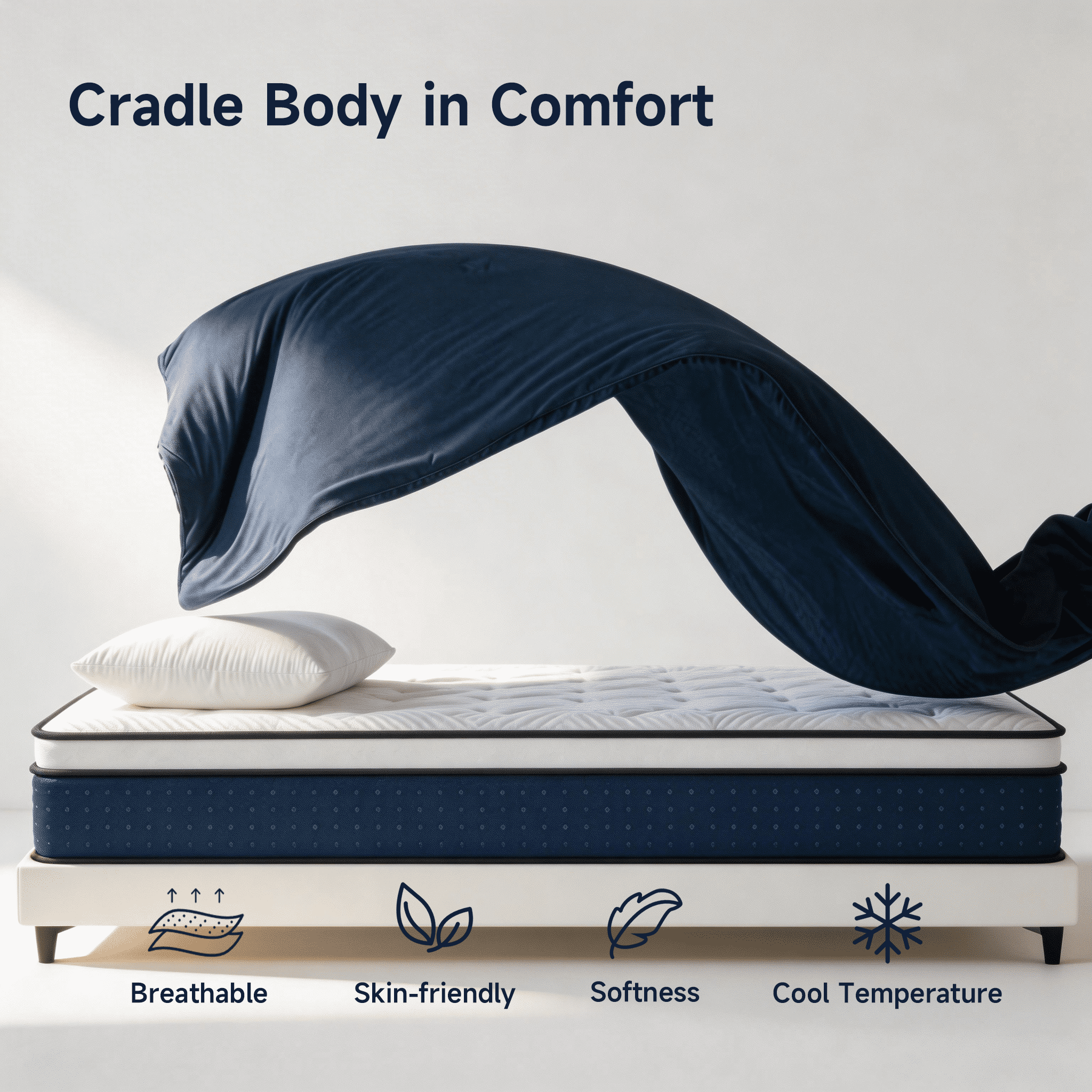 NightyNight 14" Queen Size Firm Hybrid Mattress in a Box with Cooling Gel for Back Support & Pressure Relief