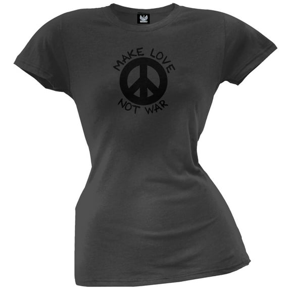Make Love Not War Charcoal Grey Juniors T-Shirt