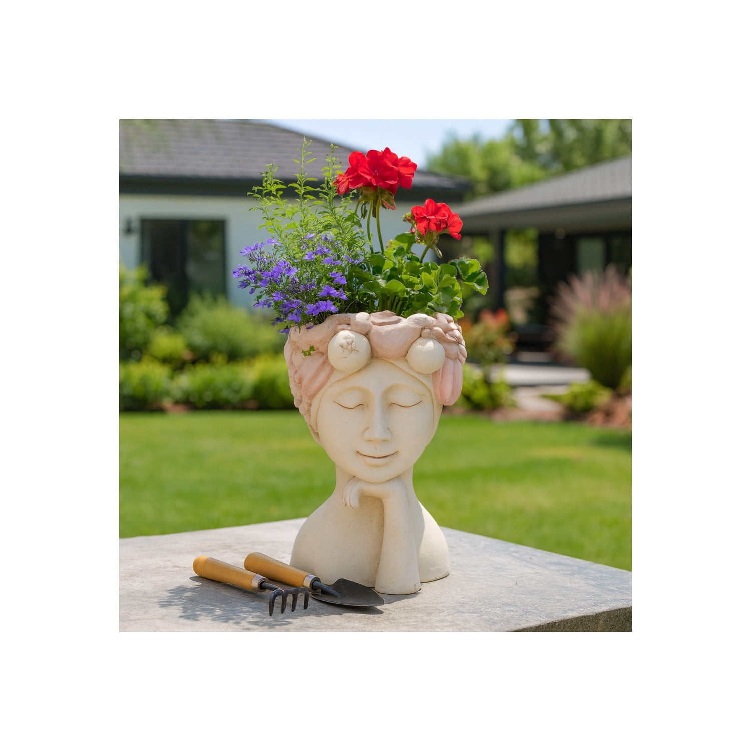 Elegant Flower Pots For Home Decor - Artistic Planters And Plant Pots - Stylish Pots For Plants, Planters For Outdoor Plants, Indoor Plants, Or Decorative Plant Stand Indoor - 18", White & Pink