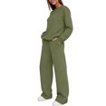 thumbnail image 7 of Women's 2 Piece Casual Outfits Solid Fall Winter Long Sleeve Sweatshirt Tops And Long Pants Set Suits, 7 of 7