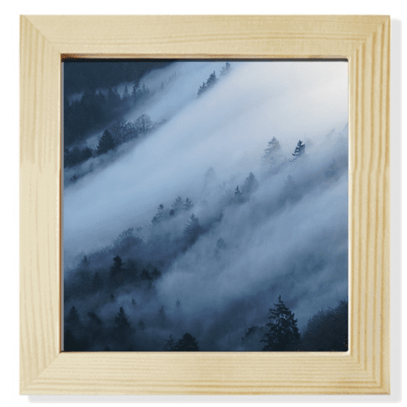 Fog Forest Mist Clouds Mountain Nature Square Picture Frame Wall Tabletop Display