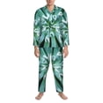 thumbnail image 3 of Wukai Teal Cactus Men's Long-Sleeve Pajama Set - Comfortable Sleepwear with Button-Down Shirt and Pants-XX-Large, 3 of 7