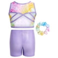 thumbnail image 2 of Two Piece Leotards for Girls Gymnastics with Shorts Ballet Tumbling Outfit Hollow Back Design, 2 of 6