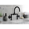 thumbnail image 4 of Kingston Brass KS2170RX Belknap Industrial Style Wheel Handle Bridge Bathroom Faucet with Pop-Up Drain, Matte Black, 4 of 8