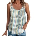 thumbnail image 2 of YHAJDS Women Sleeveless Casual Shirts Floral Print Round Neck Smocked Tank Top Spaghetti Strap For Spring Fashion, 2 of 5