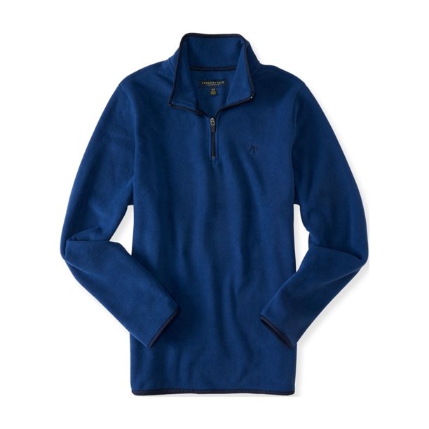 Aeropostale - Chaqueta de forro polar con cremallera de 1/4 para hombre, azul, grande