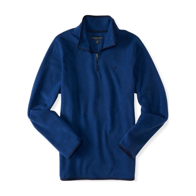 Aeropostale - Chaqueta de forro polar con cremallera de 1/4 para hombre, azul, extra pequeña