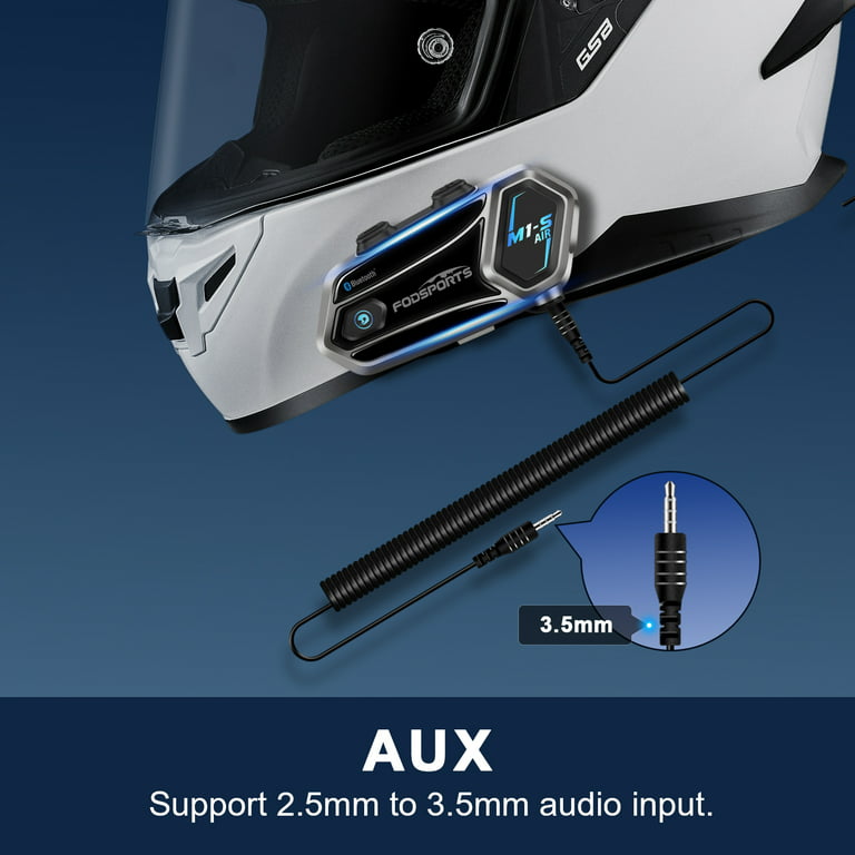 Fodsports M1-S Air Motorcycle Helmet Intercom Bluetooth Headset 2 Riders  1000m Wireless Interphone 2 way Communication System with Soft/Hard Mic
