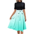 thumbnail image 3 of Vetsdori Short Sleeve Midi Dresses for Women Gradient Summer Sundress Wrap Beach,Pleated Casual Party Juniors Dress High Neck, 3 of 7