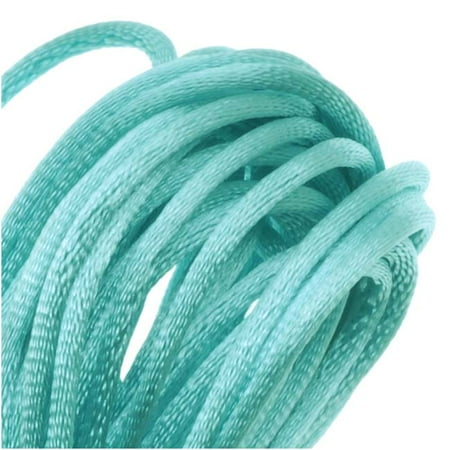 Satin Cord - Rayon Satin Rattail 1mm Cord - Knot & Braid - Aqua Blue (6 Yards)