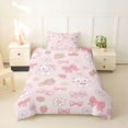 thumbnail image 2 of Erosebridal Bowknot Cat Strawberry Twin Bedding for Girls, Cute Groovy Flower Duvet Cover Set, Pink Reversible, 1 Duvet Cover and 1 Pillowcase (No Comforter), 2 of 6