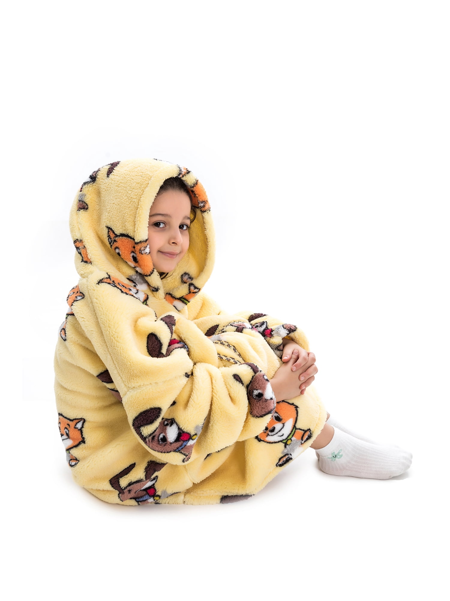Oversized Hoodie Blanket Wearable Blanket Sweatshirt Plush Warm Cozy Fleece Top for Women Men Kids