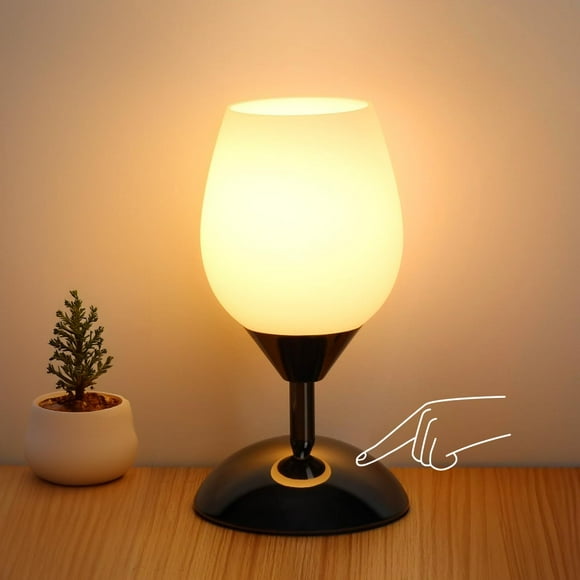 Lámpara de mesa Boncoo Touch Control, 21 cm, cristal opalino, 110 V