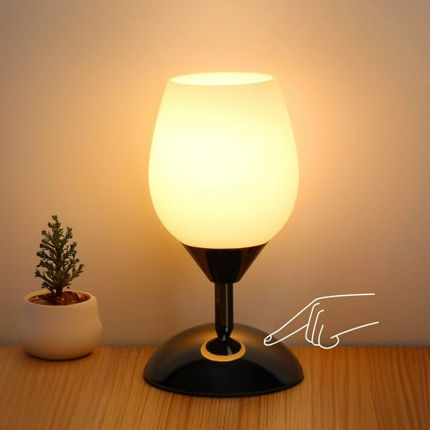 Lámpara de mesa Boncoo Touch Control, 21 cm, cristal opalino, 110 V