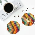 thumbnail image 5 of Disketp Abstract Watercolors Tartan Funny Coasters,6 Pcs Leather Coasters With Holder, Perfect Housewarming Hostess Gifts,Protect Furniture From Water Marks Scratch And Damage, 5 of 9