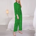 thumbnail image 3 of Haiem Green Sparkling Shiny Pattern Women’s Long-sleeve Sleepwear,Sleepwear Set,2-piece Loungewear Set,Soft PJs Comfy Nightwear with Pockets-XX-Large, 3 of 7