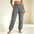 thumbnail image 6 of SeekIslan Womens Corduroy Cargo Pants Drawstring Waist Baggy Fit with Pockets for Casual Lounge Wear, 6 of 7