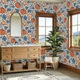 thumbnail image 4 of Peel and Stick Wallpaper 23.6in x 9.8ft Pumpkin Floral Vine Rustic Blue Orange Contact Paper Vinyl Self-Adhesive Removable Wall Paper for Bedroom Nursery Bathroom Renter Friendly, 4 of 8