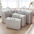 thumbnail image 2 of Ropa a cuadros a prueba de humedad ropa de cama almohada edredón bolsa de almacenamiento familia ahorrar espacio organizador a prueba de polvo algodón Lino organizar bolsa para edredones mantas ropa d yeacher estándar, 2 of 6