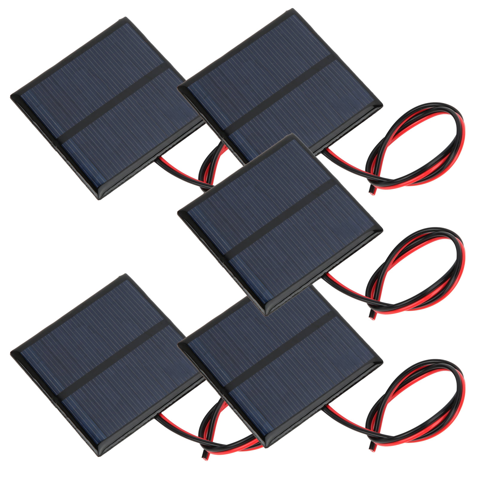 Garosa Mini Paneles solares para energía Solar 5Pcs DC5.5V 80mA Módulo de Panel Solar DIY Cargador de celda de epoxi Solar con 30CMRed Black Line 