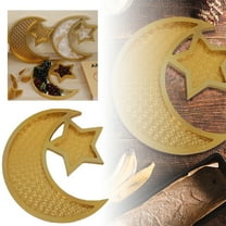 Ramadan Wooden Serving Tray - Moon Star Eid Mubarak Tableware for Dessert, Pastry, and Snack Display, Party Decor, and Home Tableware