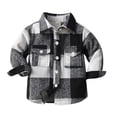 thumbnail image 1 of Camisas a cuadros para bebés y niños pequeños, chaqueta de manga larga con solapa y botones, ropa exterior, color negro (120), 1 of 8