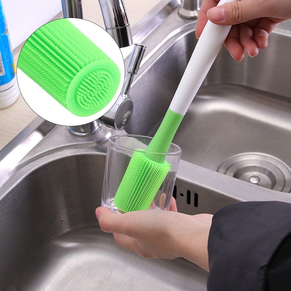 Soft silicone brush head, will not hurt the surface of the bottle. Long