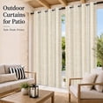 thumbnail image 2 of Beige White Stripes Outdoor Curtains for Patio, Rustic Warm Beige Lines Linen Texture Waterproof Outside Curtains Privacy Blackout Curtain for Porch Pergola Cabana, 1 Panel 54W x 84L Inch, 2 of 9