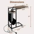 thumbnail image 3 of Costway 1 PCS C-shaped End Table with Charging Station Rolling Bedside Table Couch Side Table, 3 of 10