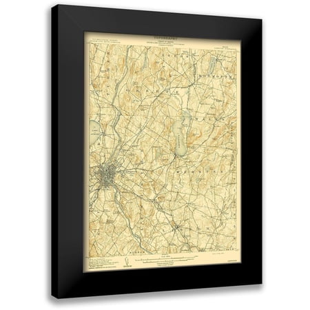 USGS 11x14 Black Modern Framed Museum Art Print Titled - Lewiston Maine Quad - USGS 1908