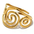 thumbnail image 4 of Misright Delicate Curved Band Gold Plated Stainless Steel Ring For Special Occasions, 4 of 9
