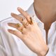 thumbnail image 3 of Anillo envolvente de perla doble simulada: acero inoxidable chapado en oro Lar, 3 of 4