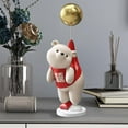 thumbnail image 4 of Adorable Bear Figurine Sculpture for Living Room Shelf Home Decoration Red, 4 of 6