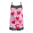 thumbnail image 6 of Women's Valentine's Pajamas Heart Print Lace Camisole Sleeveless Shorts Casual Pajama Sets,Valentine's Day Gift for Her, 6 of 6