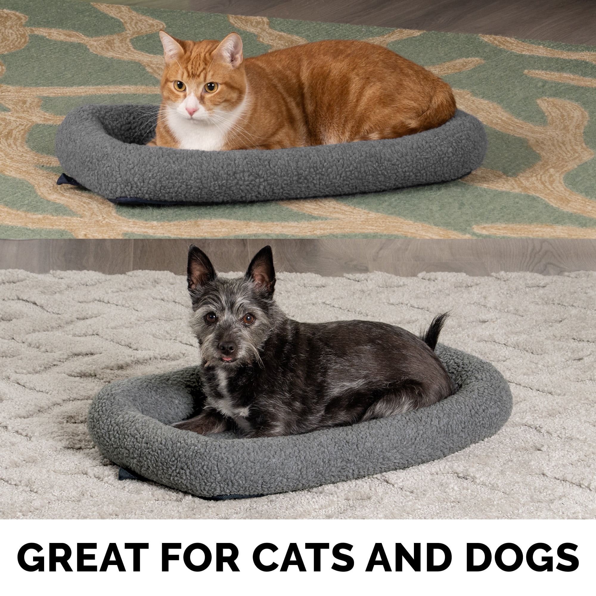 FurHaven Pet Products Faux Lambswool Bolster Crate Pet Bed - Gray, Extra Large