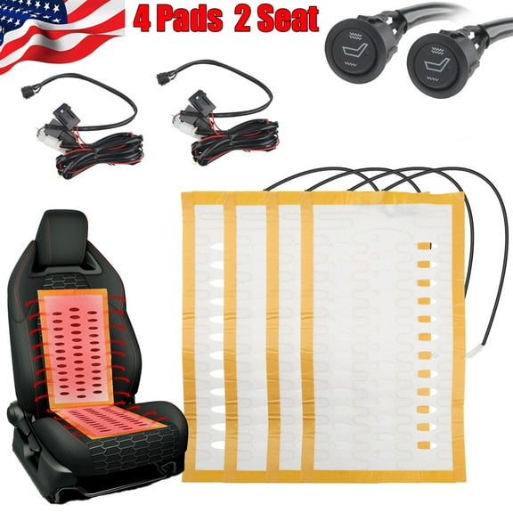 ASKITO 4X 12V Universal Carbon Fiber Car Heated Seat Heater Kit w/Round Switch 3Level