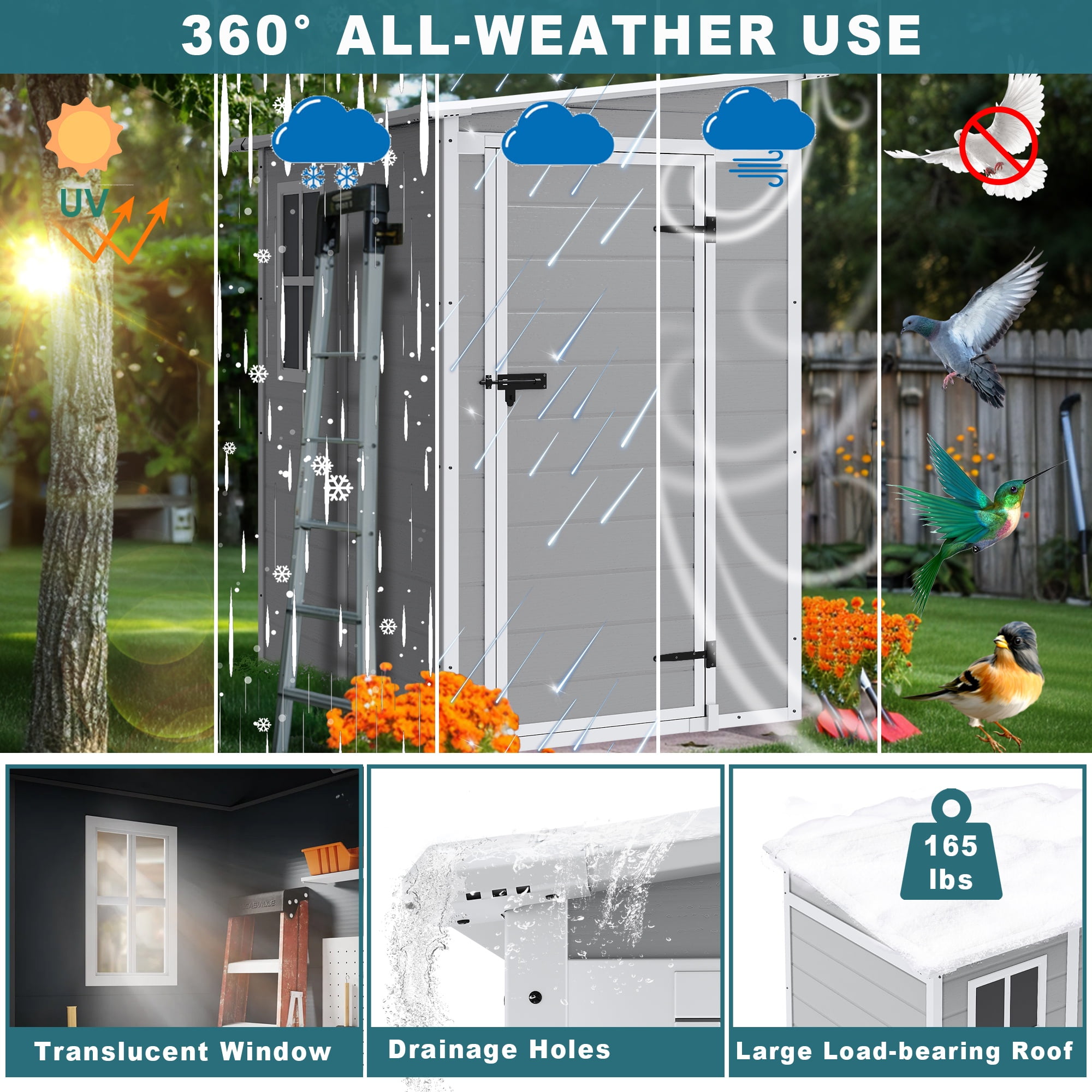 Seizeen Plastic Lean-to Shed - Thumbnail 5