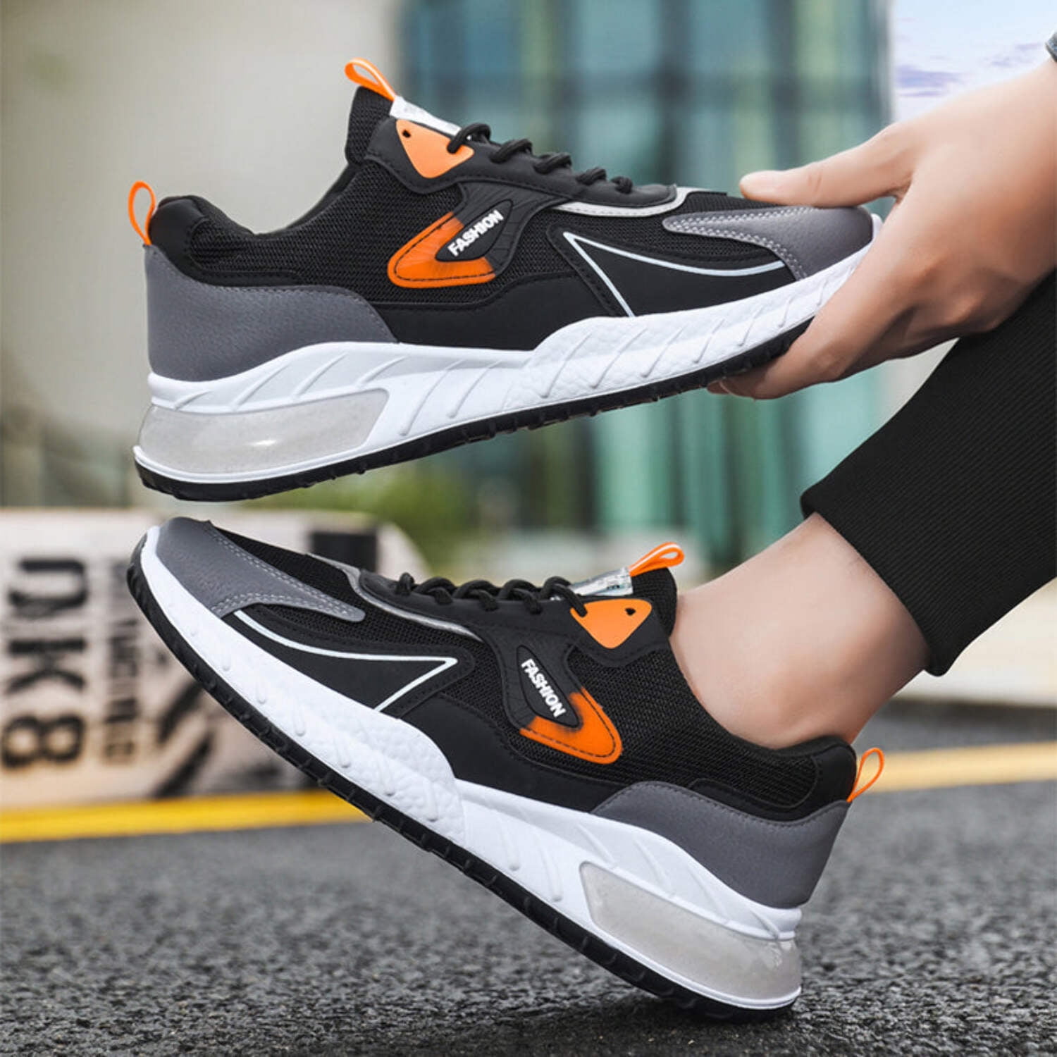 Color-blocked Sneakers Fashion Breathable Lace Up Mesh