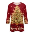 thumbnail image 4 of Christmas Long Sleeve Shirts for Women Aloohaidyvio Women's Casual 3/4 Sleeve Christmas T-Shirts Round Neck Cute Tunic Tops Basic Tees, 4 of 5