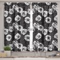 thumbnail image 2 of Ambesonne Sketch Valance & Curtain, Detailed Poppy Flowers, 55"x30", Charcoal Grey White, 2 of 7
