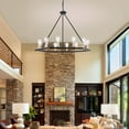 thumbnail image 3 of Vanity Art 12 Lights Wagon Wheel Chandelier Lighting Farmhouse Candle Ceiling Light Fixtures for Living Room Kitchen Dining Room MLT3112LT-BD-BK, 3 of 8