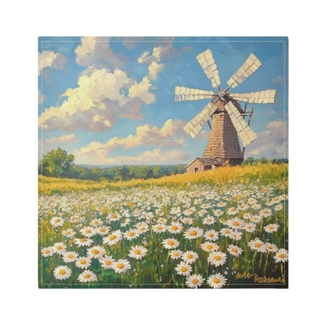 

Satin Polyester Napkins - 20x20 InchSingle-Sided Printed Napkins 1-Piece/4-Piece/6-Piece Set DIY Personalized Table Setting，Daisy