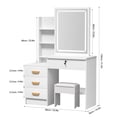 thumbnail image 5 of JNXYL Corner Vanity Desk with Lighted Mirror & Charging Station Makeup Vanity Table with 4 Drawer, White, 5 of 7